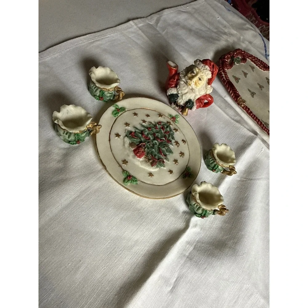 Wongs International Trading Inc Miniature Santa Claus Tea Set Holiday Decor 3pc